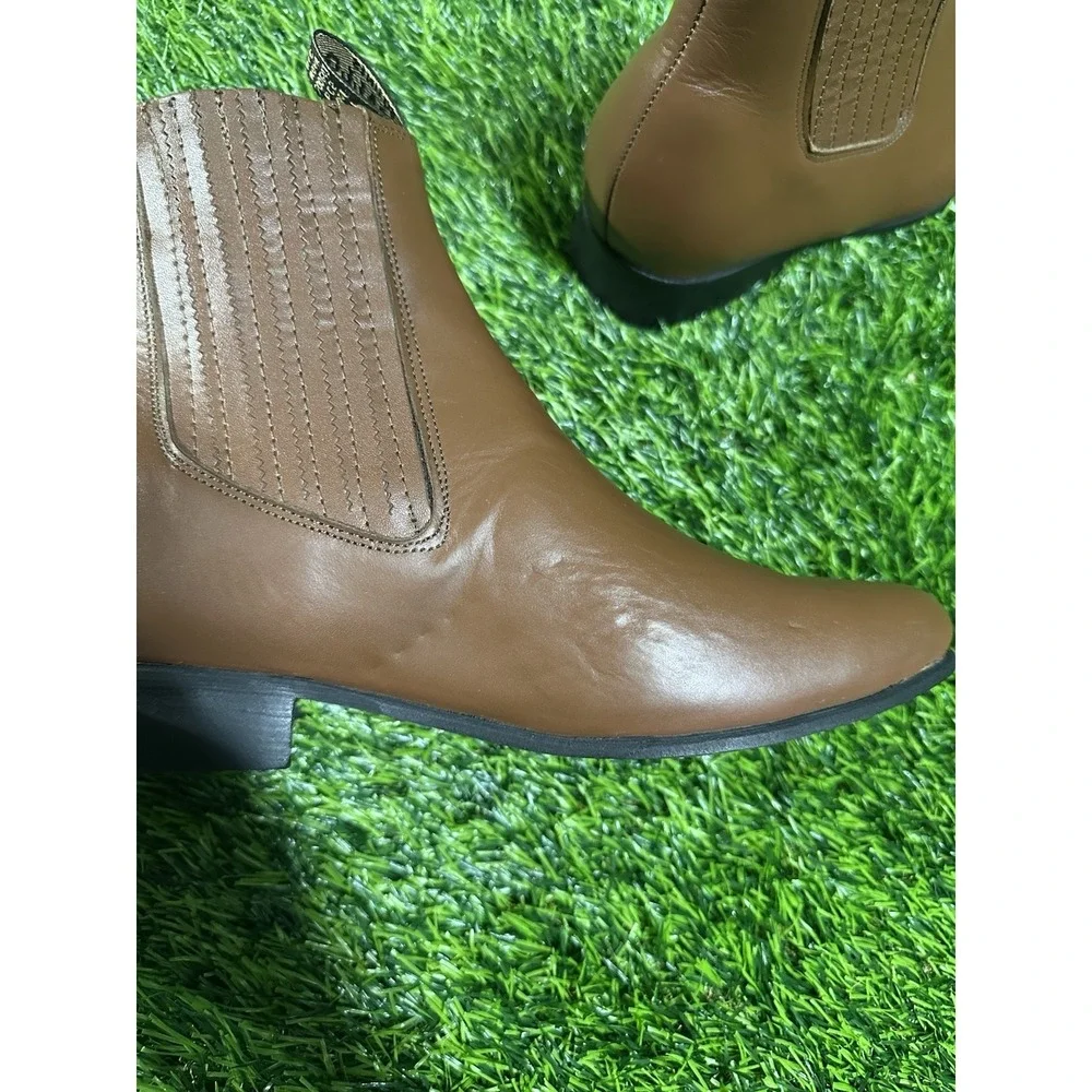 Botines El Gallo V Men's 7.5 Brown Leather Charro Chelsea Boots Made in Mexico